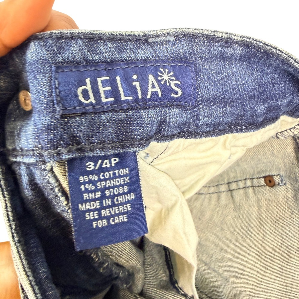 dELiA*s Morgan Low Rise Bootcut Jeans Medium Wash Petite Size 3/4P Distressed - Picture 8 of 9